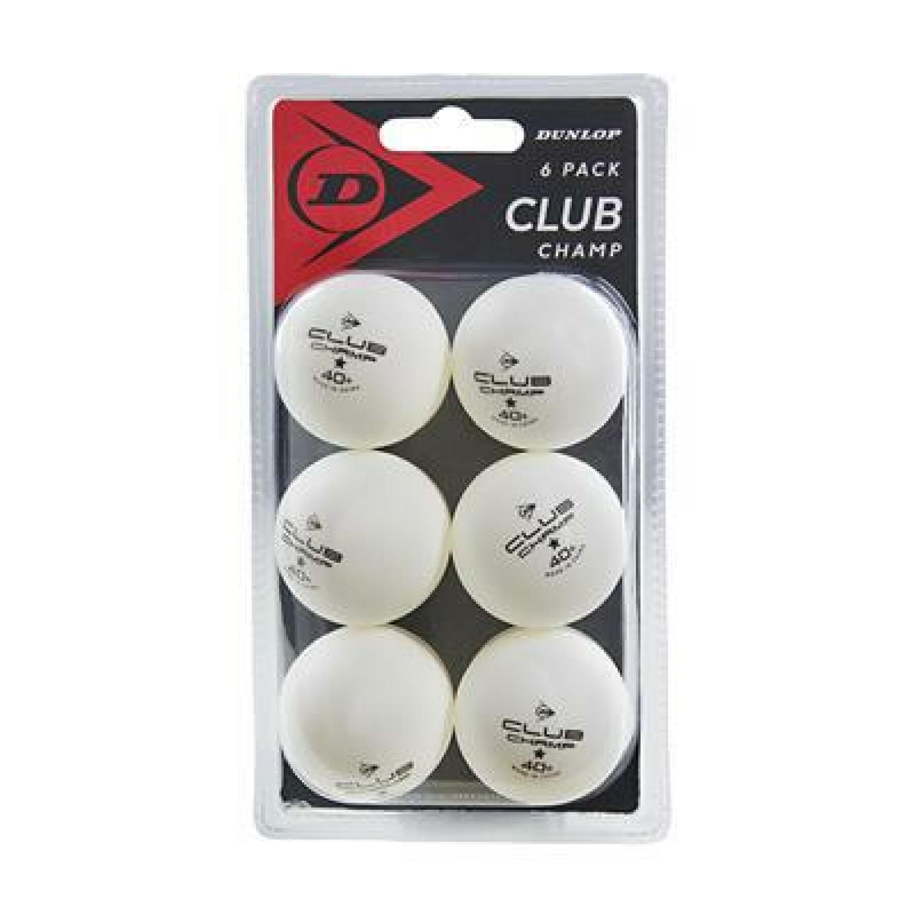 Conjunto de 6 bolas de ténis de mesa Dunlop 40+club champ