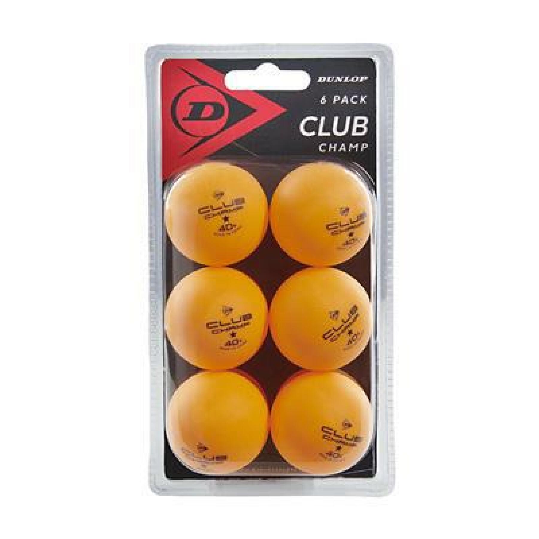 Conjunto de 6 bolas de ténis de mesa Dunlop 40+ club champ