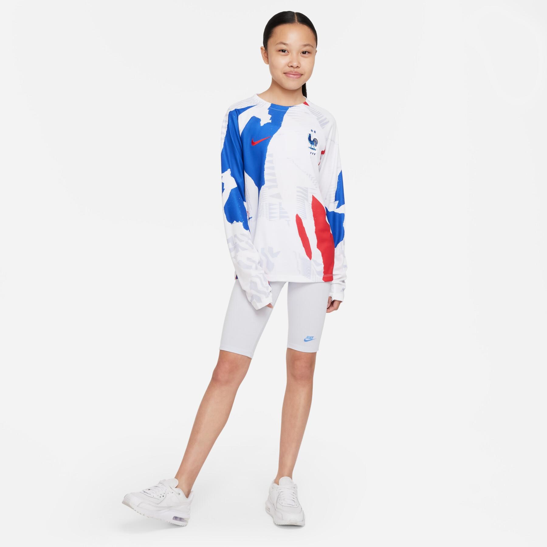 Camisola de manga comprida pré-jogo para crianças France 2022/23