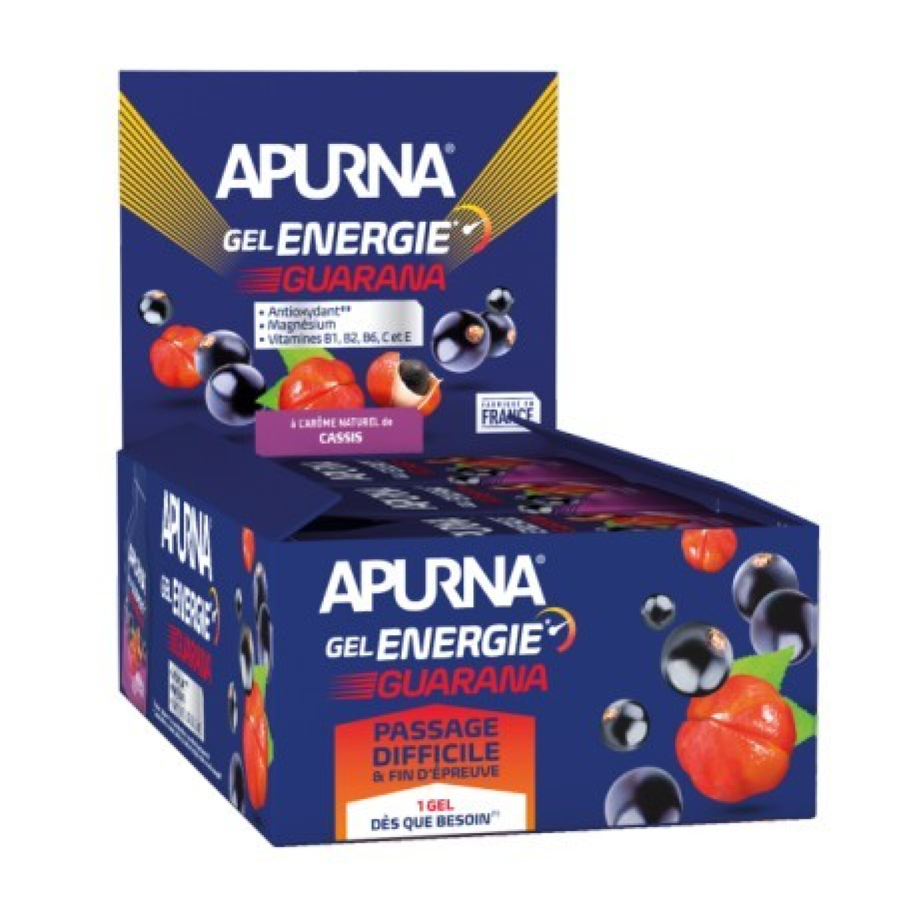 Embalagem de 24 gels Apurna Energie guarana cassis - 35g