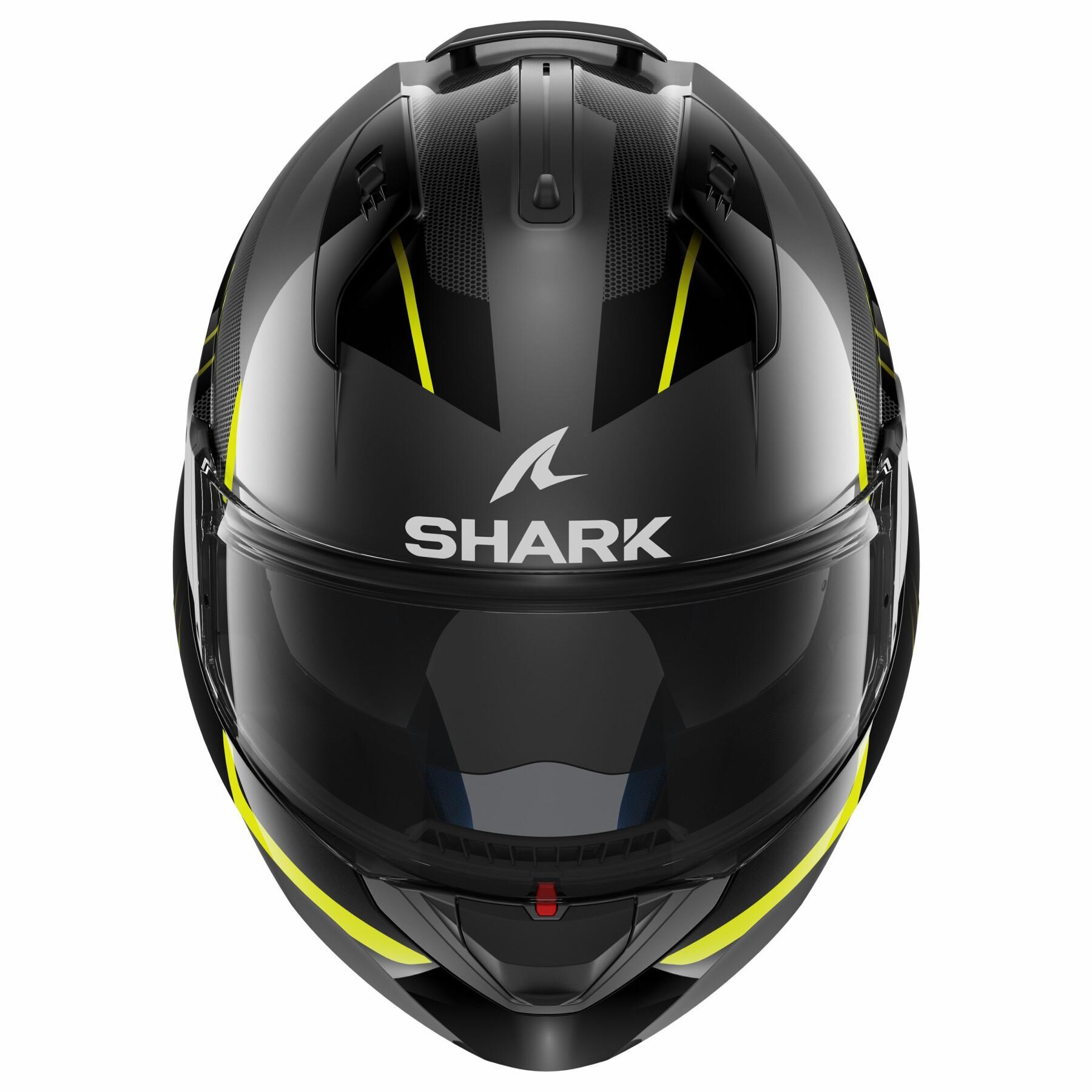 Capacete de motocicleta modular Shark Evo Es Kryd Anthracite Black Yellow