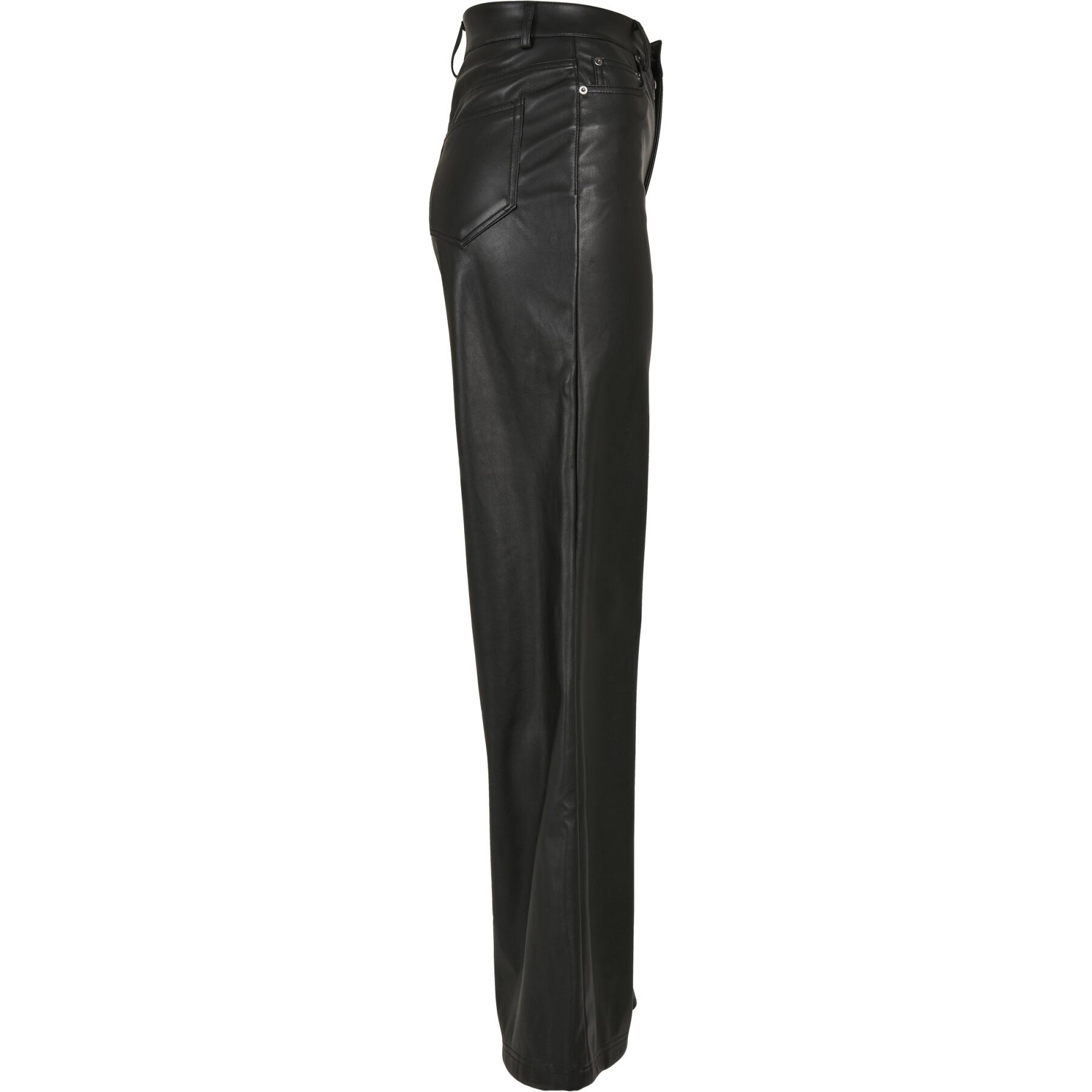 Calças femininas Urban Classics faux leather wide leg