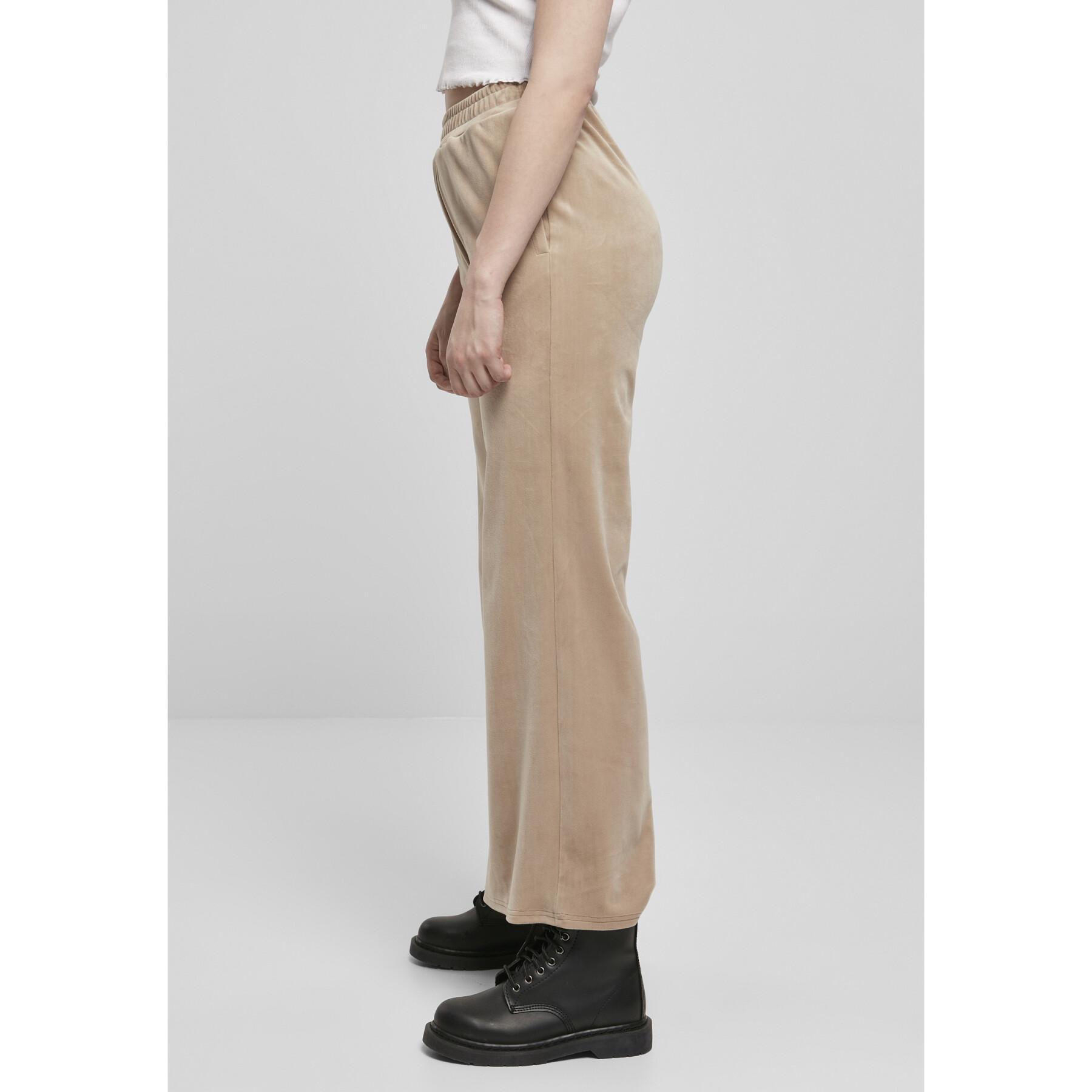 Calças femininas Urban Classics high waist straight velvet