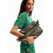 Saco de ombro médio de mulher com bordado de flores Desigual